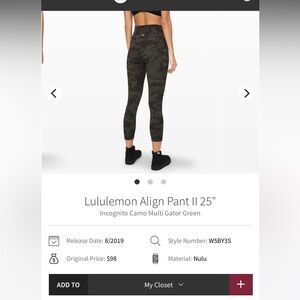 Lululemon align II high rise